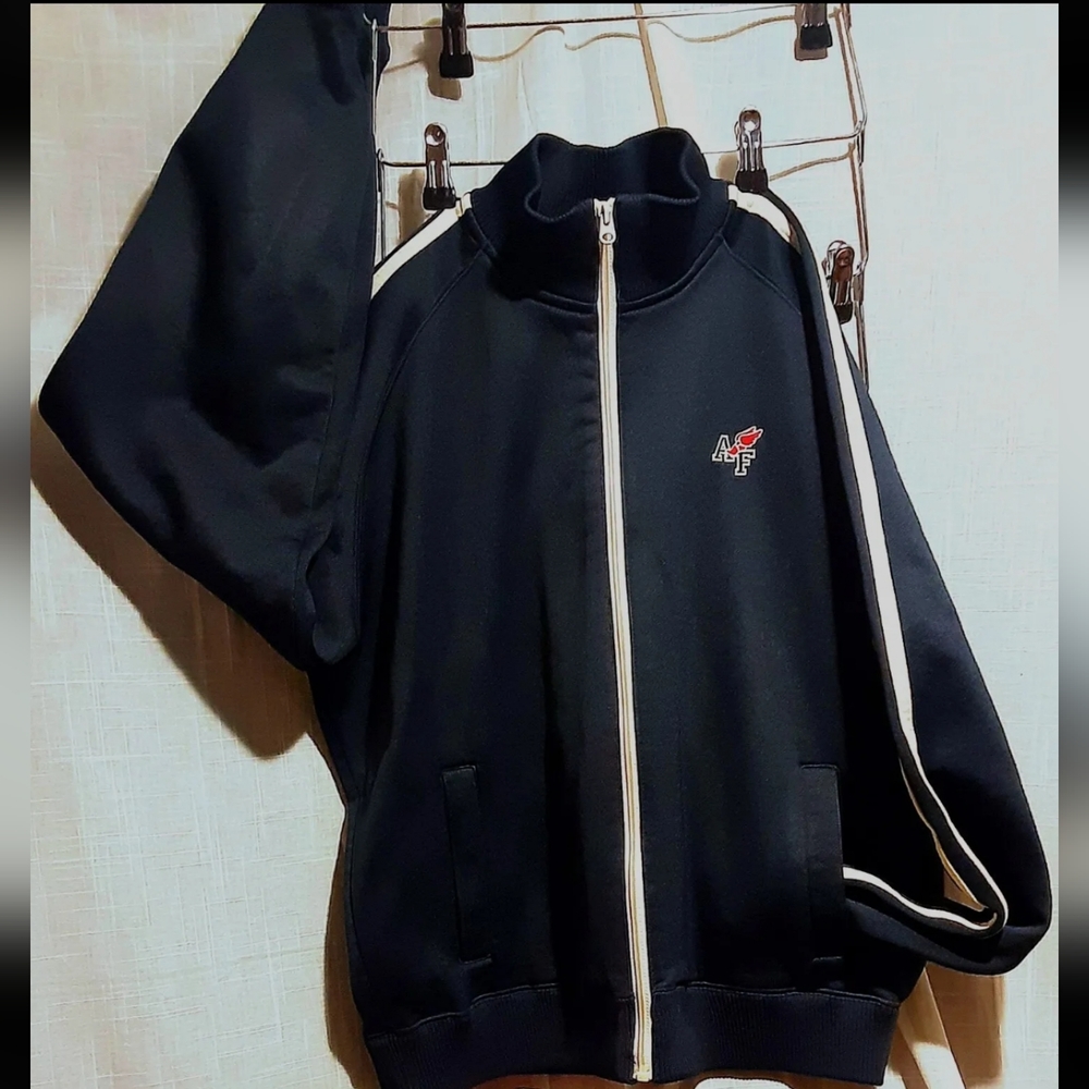 Abercrombie & Fitch Muscle Track Jacket Sz Large Distressed Zip Up